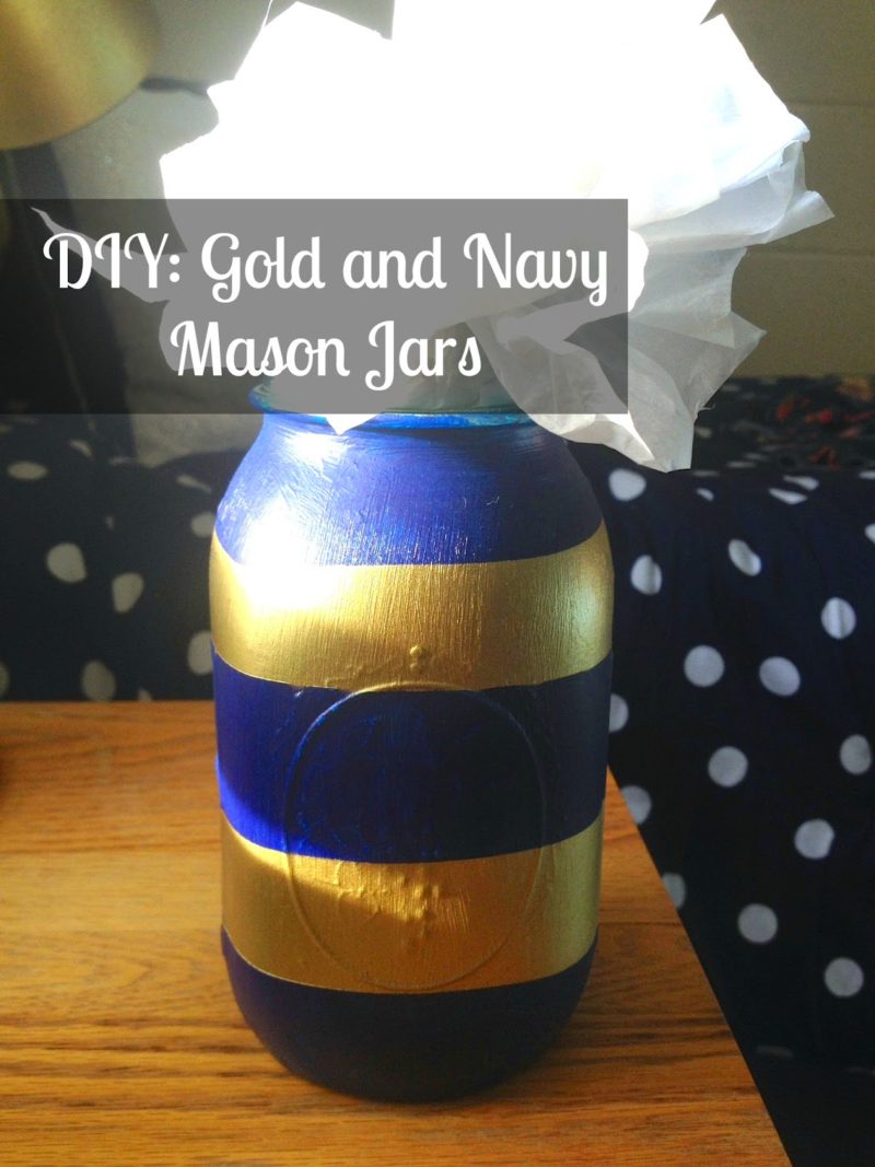 DIY: Gold and Navy Mason Jars